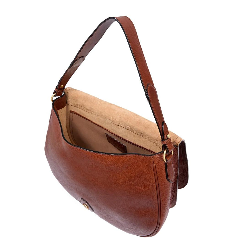 Borsa a Spalla in Pelle Grande con Patta Frontale