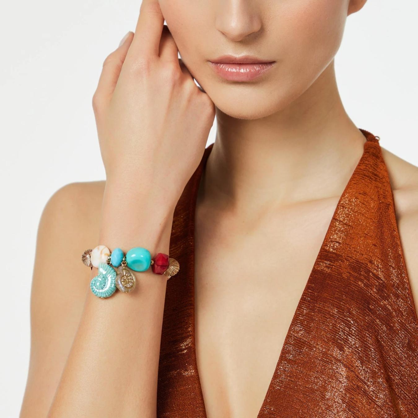 Bracciale Elastico Pietre, Perline e Pendenti Ondina