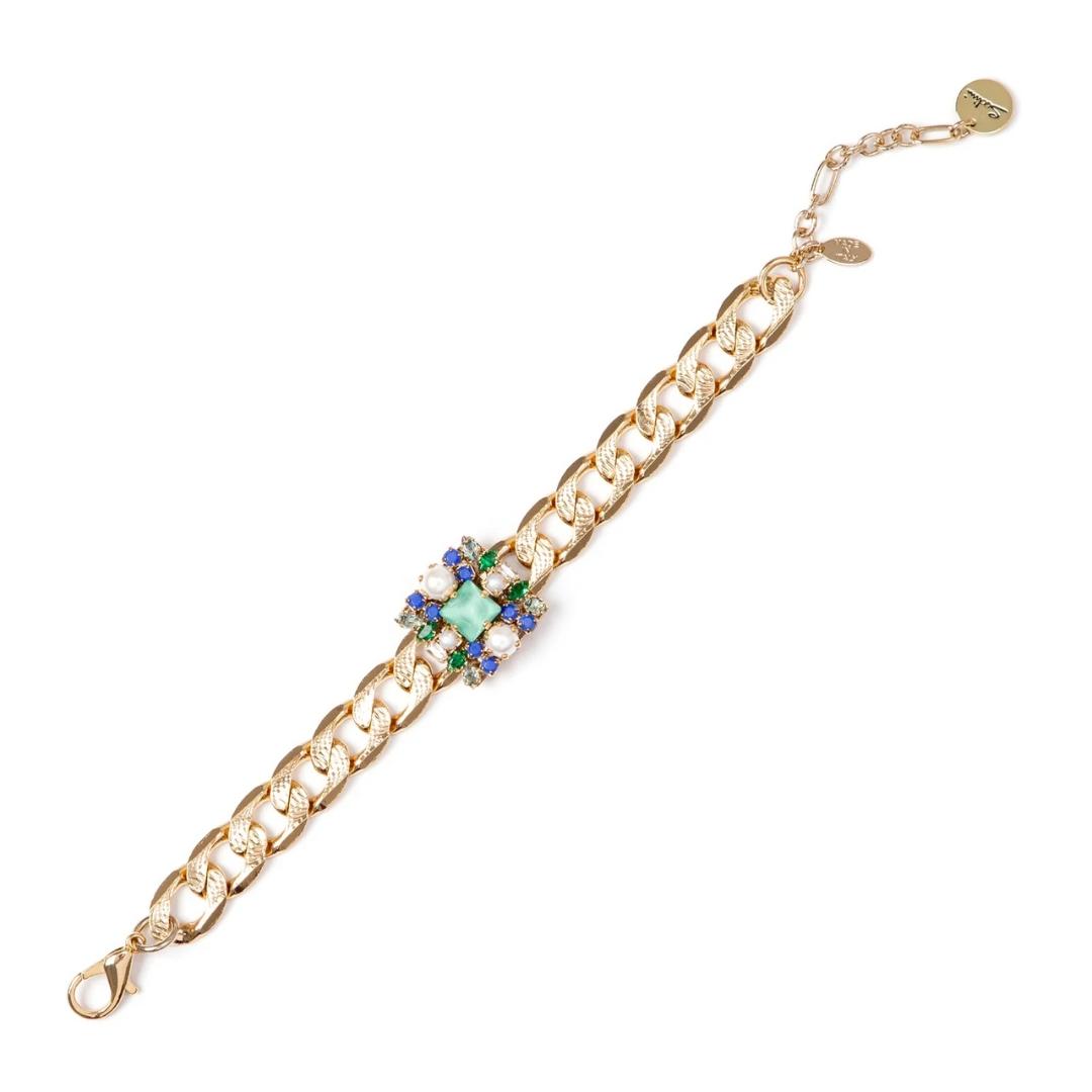 Bracciale Groumette e Charm Quadrato Sirens