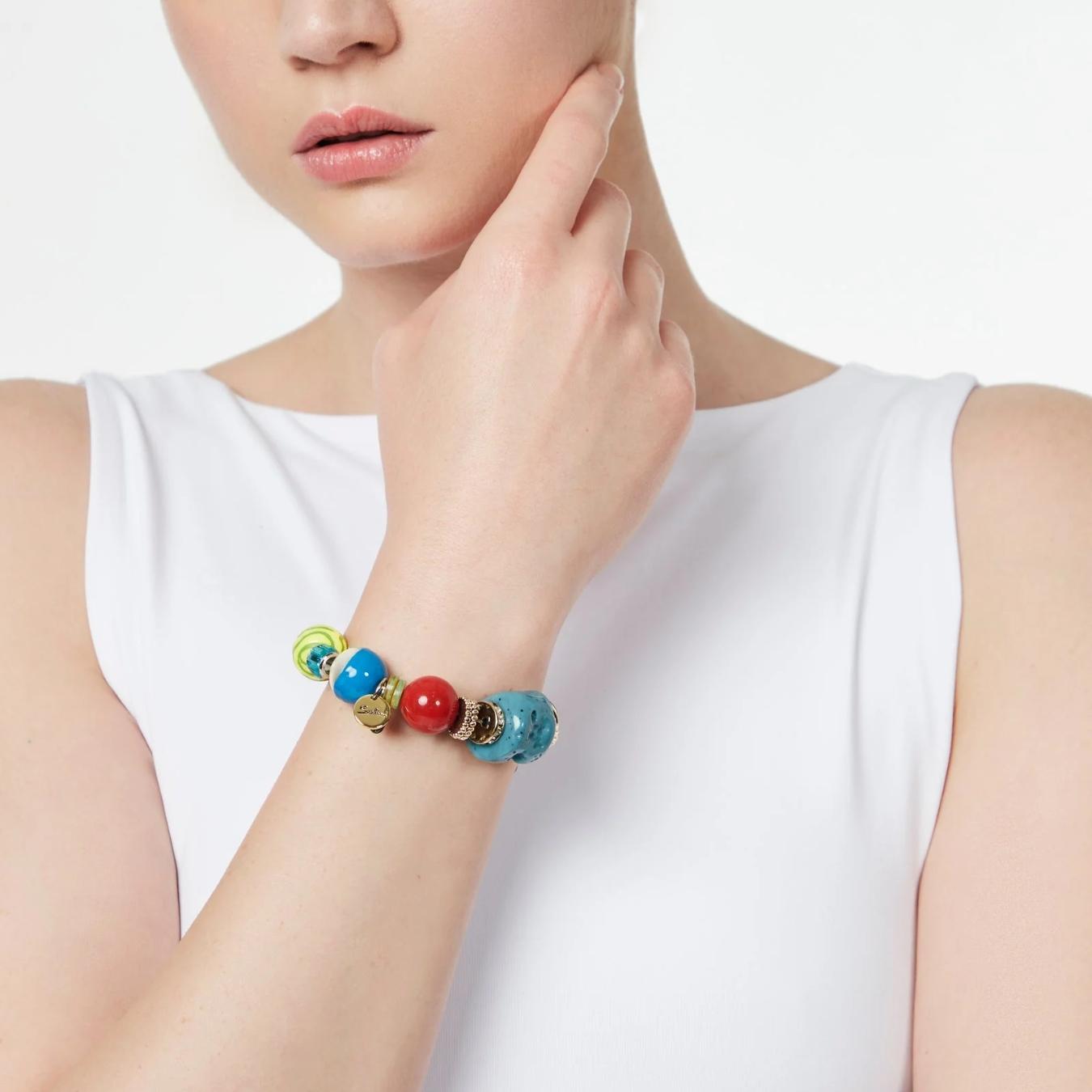 Bracciale Elastico Grandi Boule, Perline, Anellini Partenope